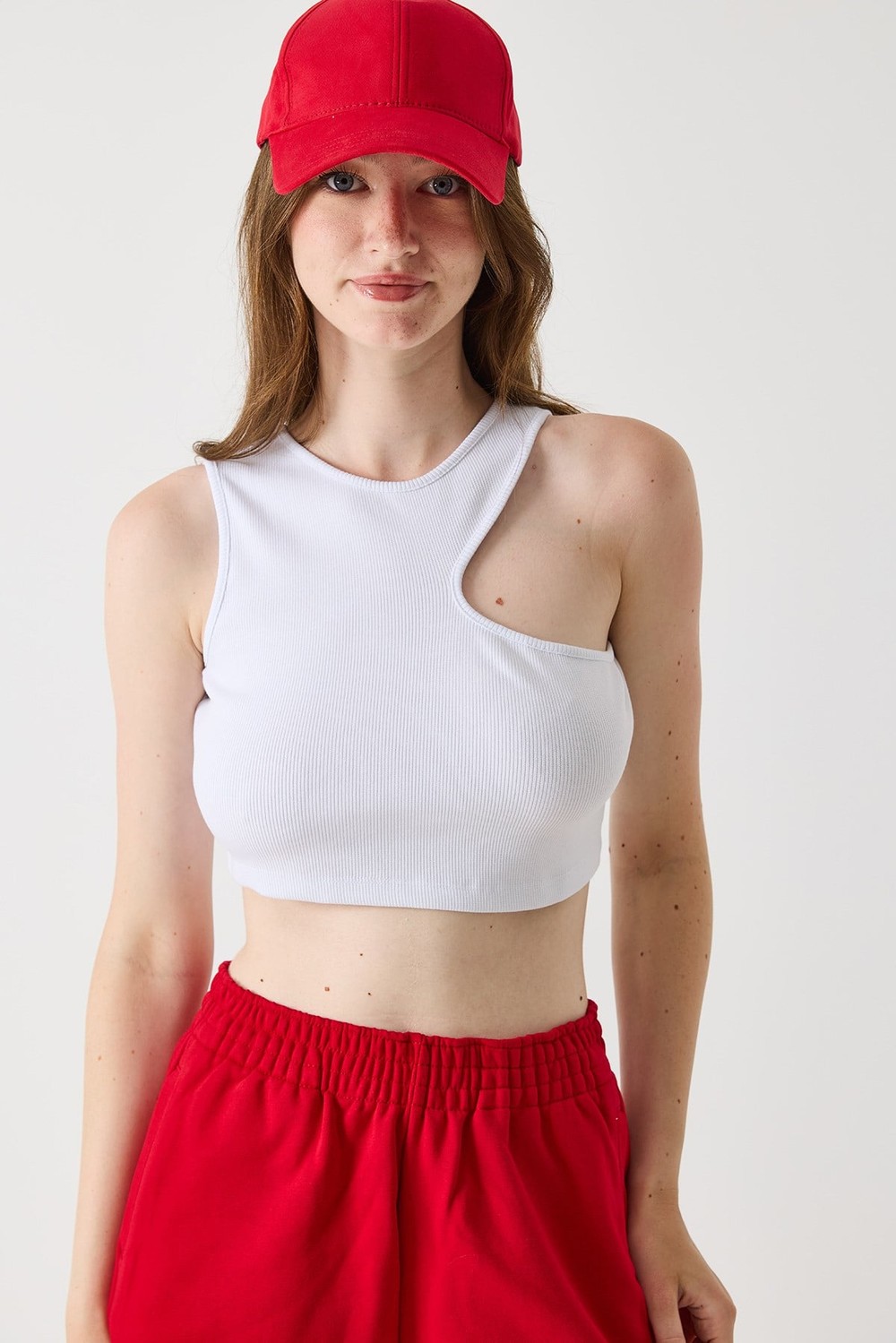 Kadın Göğüs Dekolte Kaşkorse Crop Bluz