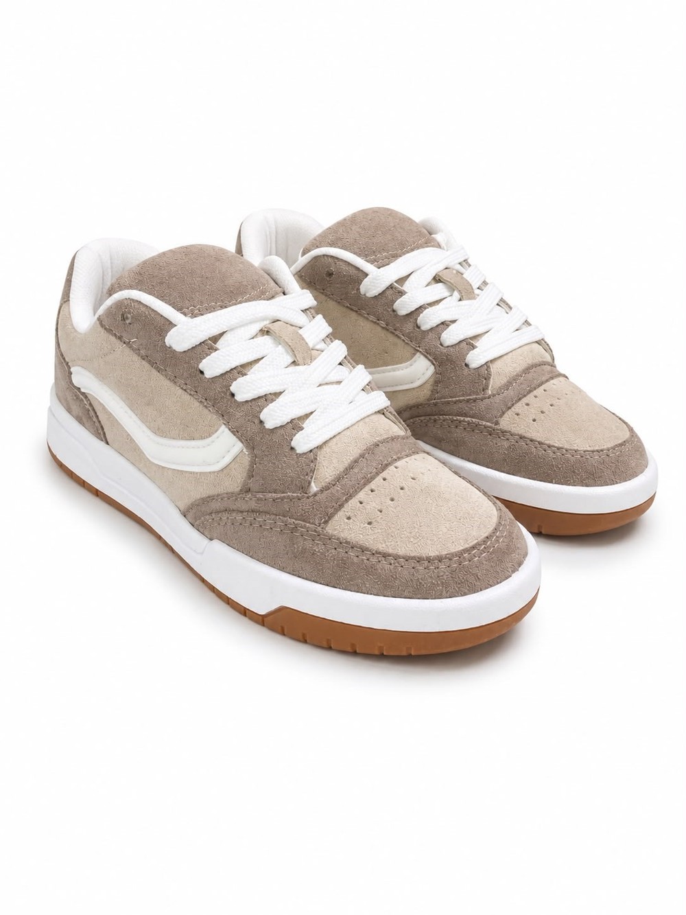 Kadın Süet Retro Spor Ayakkabı Krem