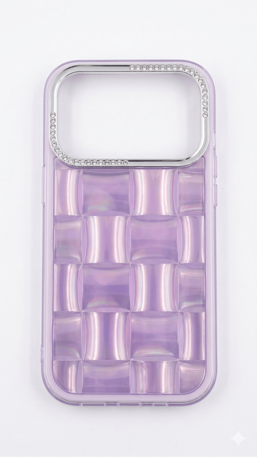 iPhone 17 Pro Max Uyumlu 3D Kare Desenli Parlak Kılıf Mor