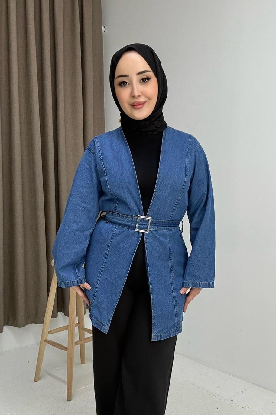 Kadın Kuşaklı Jena Kimono Mavi