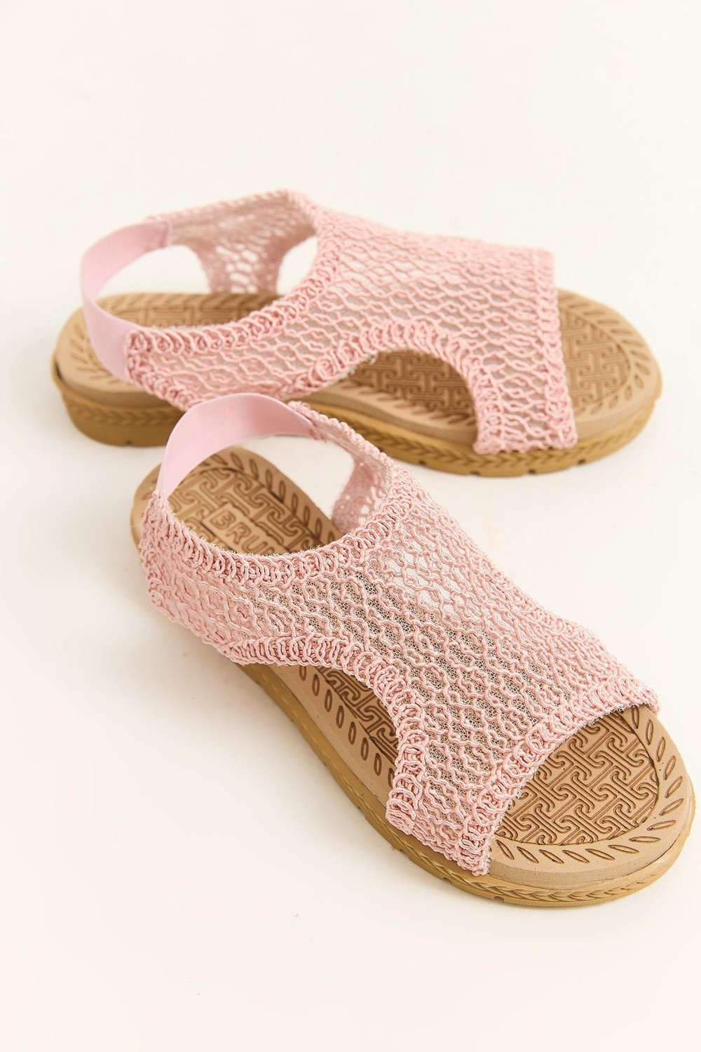 Örgü Model Kadın Sandalet Pembe