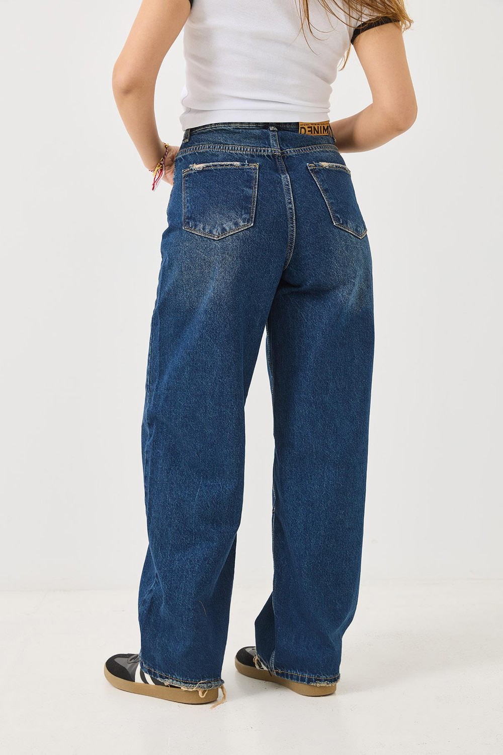Kadın Yıkanmış Dikiş  Modelli Mavi Jean 