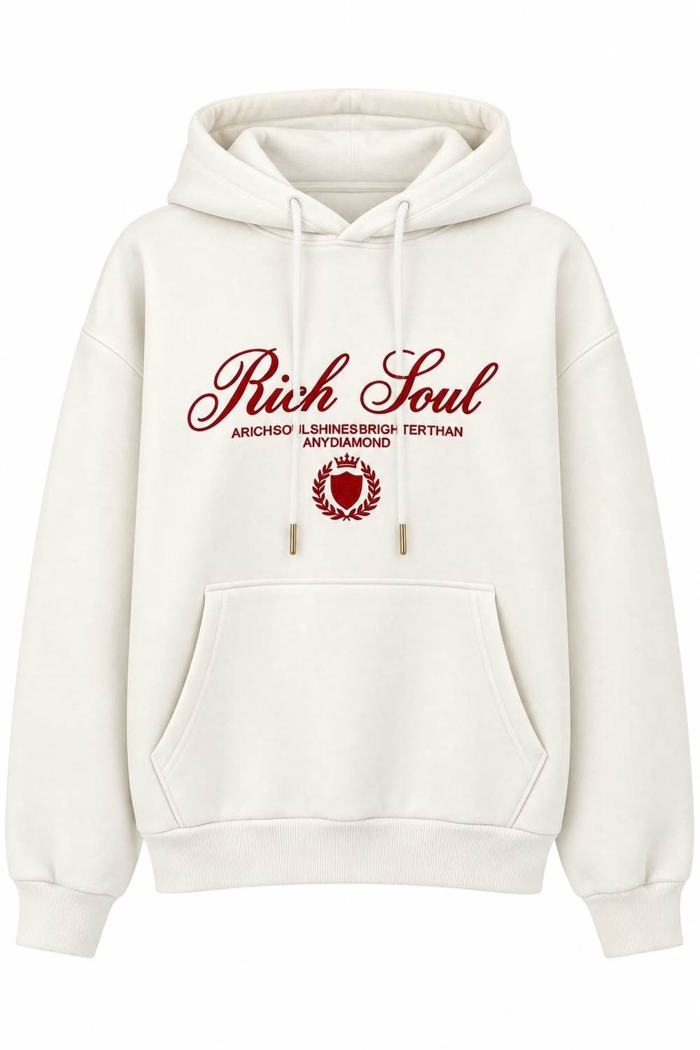 Kadın Baskılı Oversize Kapüşonlu Cep Detay Sweatshirt Beyaz