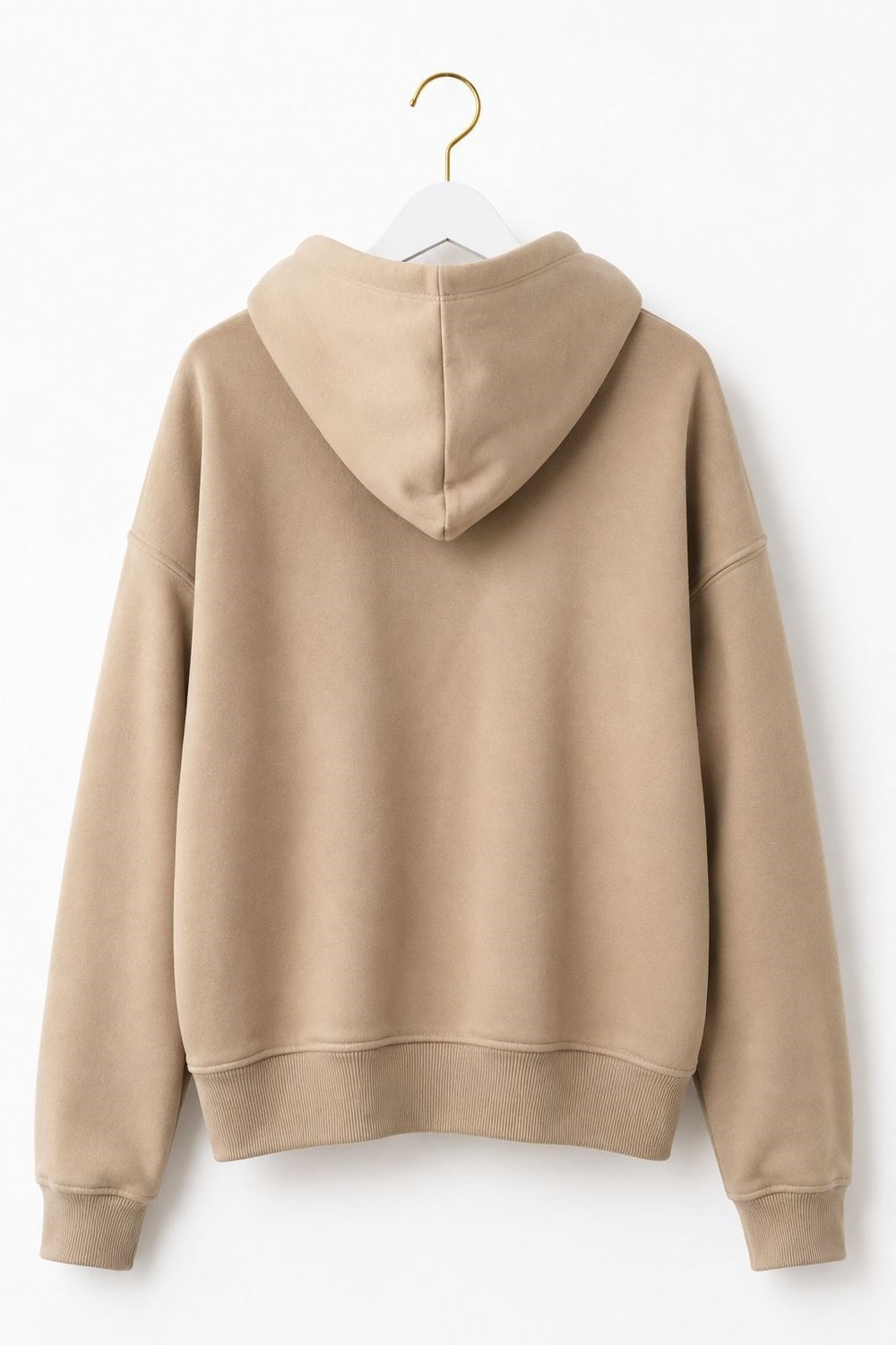 Kadın Kapüşonlu Fermuar Detaylı Cepli Sweatshirt Vizon