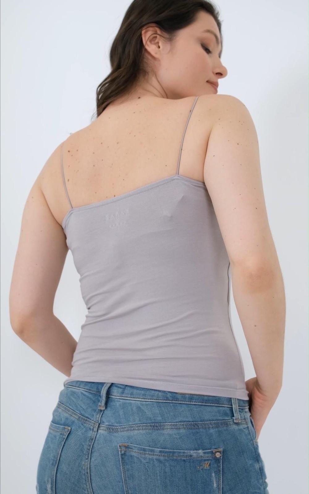 İp Askılı Uzun Crop Bluz Gri