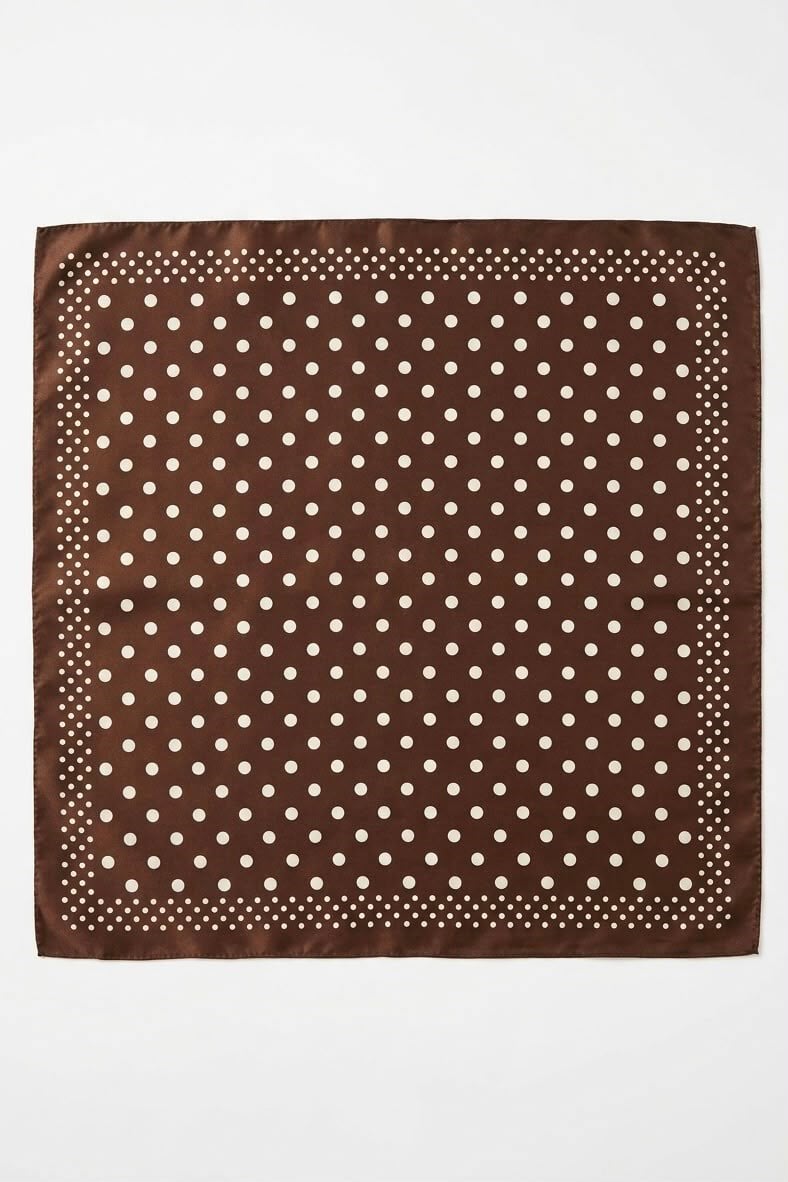  Puantiye Figürlü 45X45 Ölçülü Fular Acı Kahve