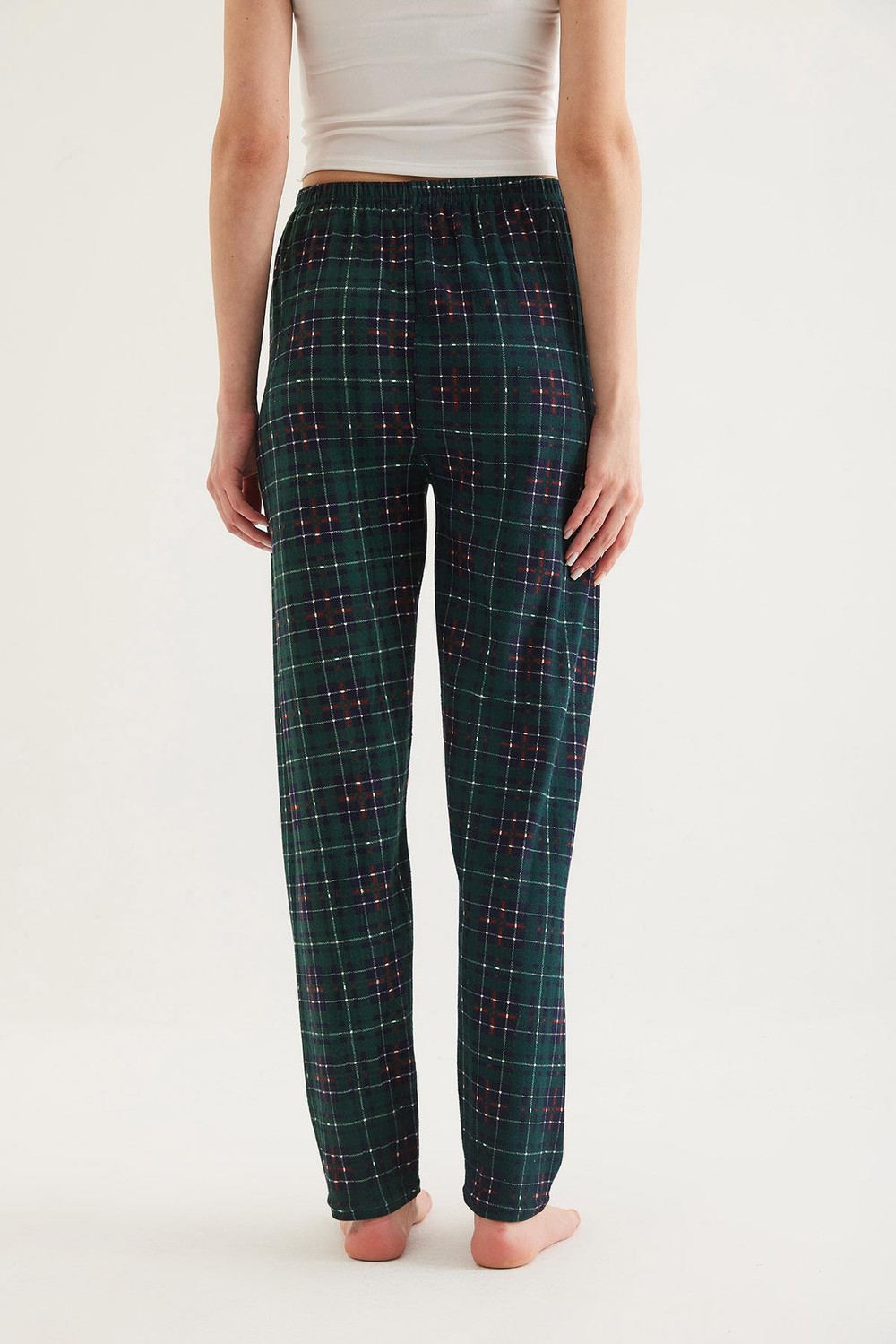  Ekose Desen Kadın Pijama Altı Yeşil