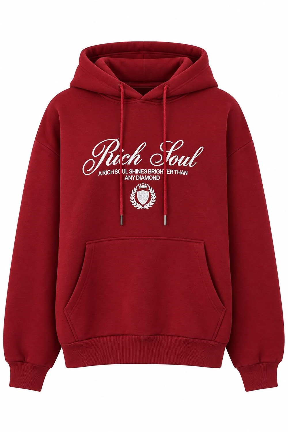 Kadın Baskılı Oversize Kapüşonlu Cep Detay Sweatshirt Bordo