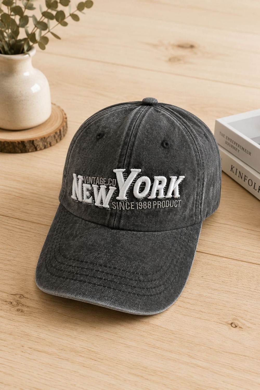 Kadın New York Nakışlı Yıkamalı Şapka