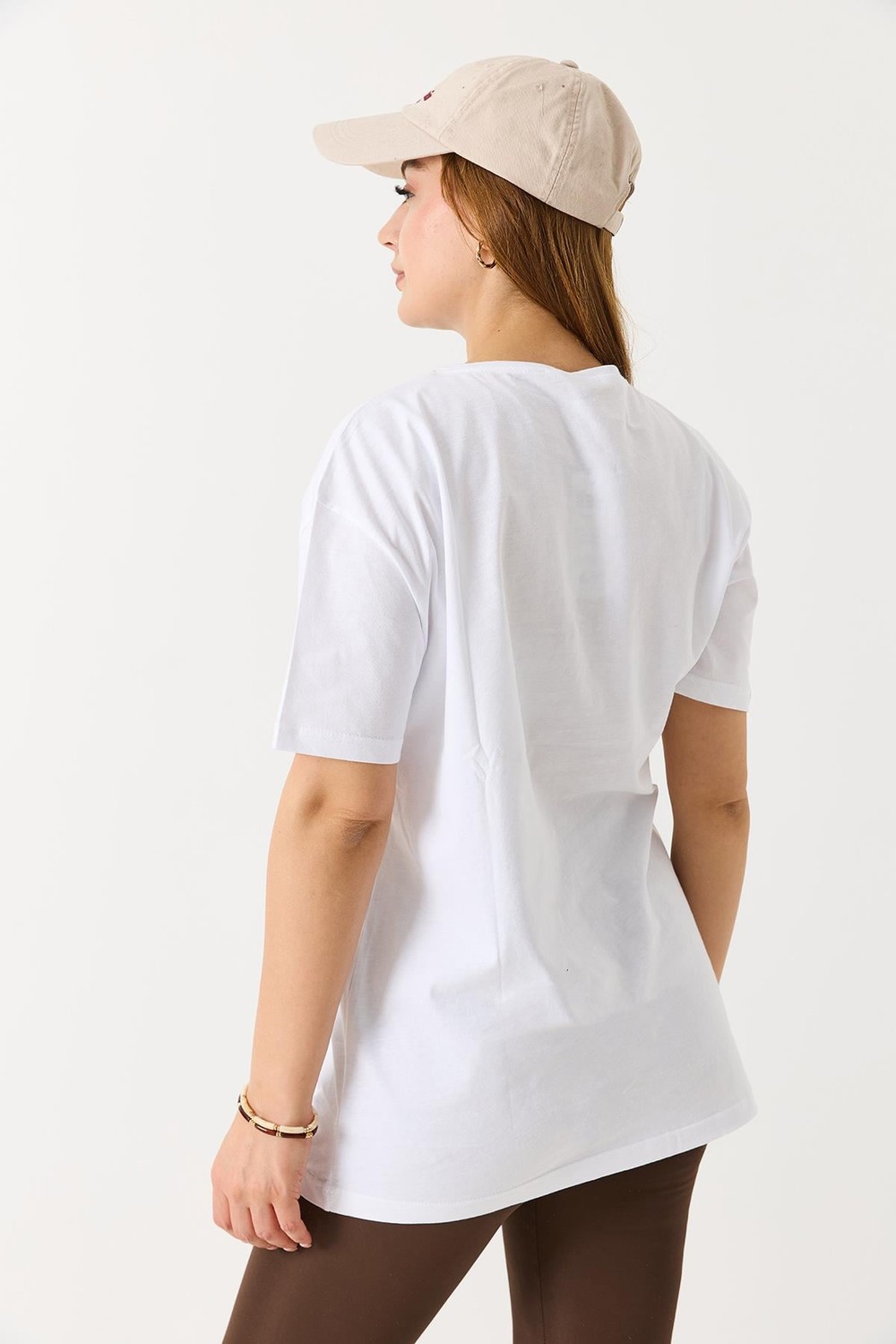 Kadın Dokulu I M Fıne Yazılı Bisiklet Yaka Tshirt Beyaz