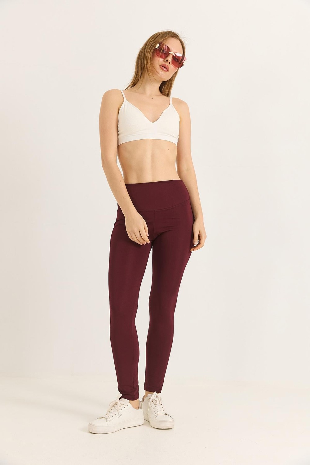 Slim fit yüksek bel toparlayıcı Oysho Tayt Bordo