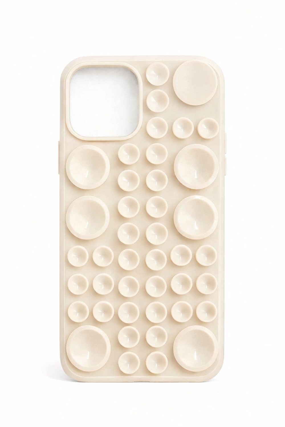 İphone 15 Plus Uyumlu Vantuzlu ve Pop-it Özellikli Kılıf Krem