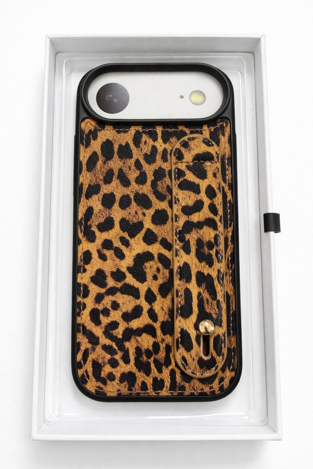İphone 17 Air Uyumlu Charmlı ve Harfli Deri Kılıf Leopar
