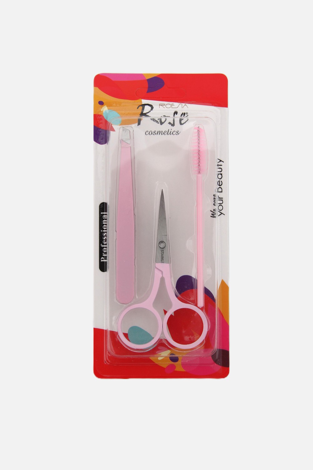 3lü Makas Cımbız Fırça Seti Pembe