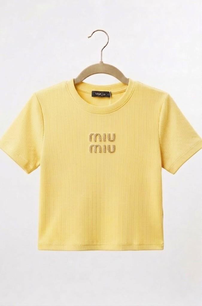 Kadın Bisiklet Yaka Kaşkorse Crop Bluz Sarı