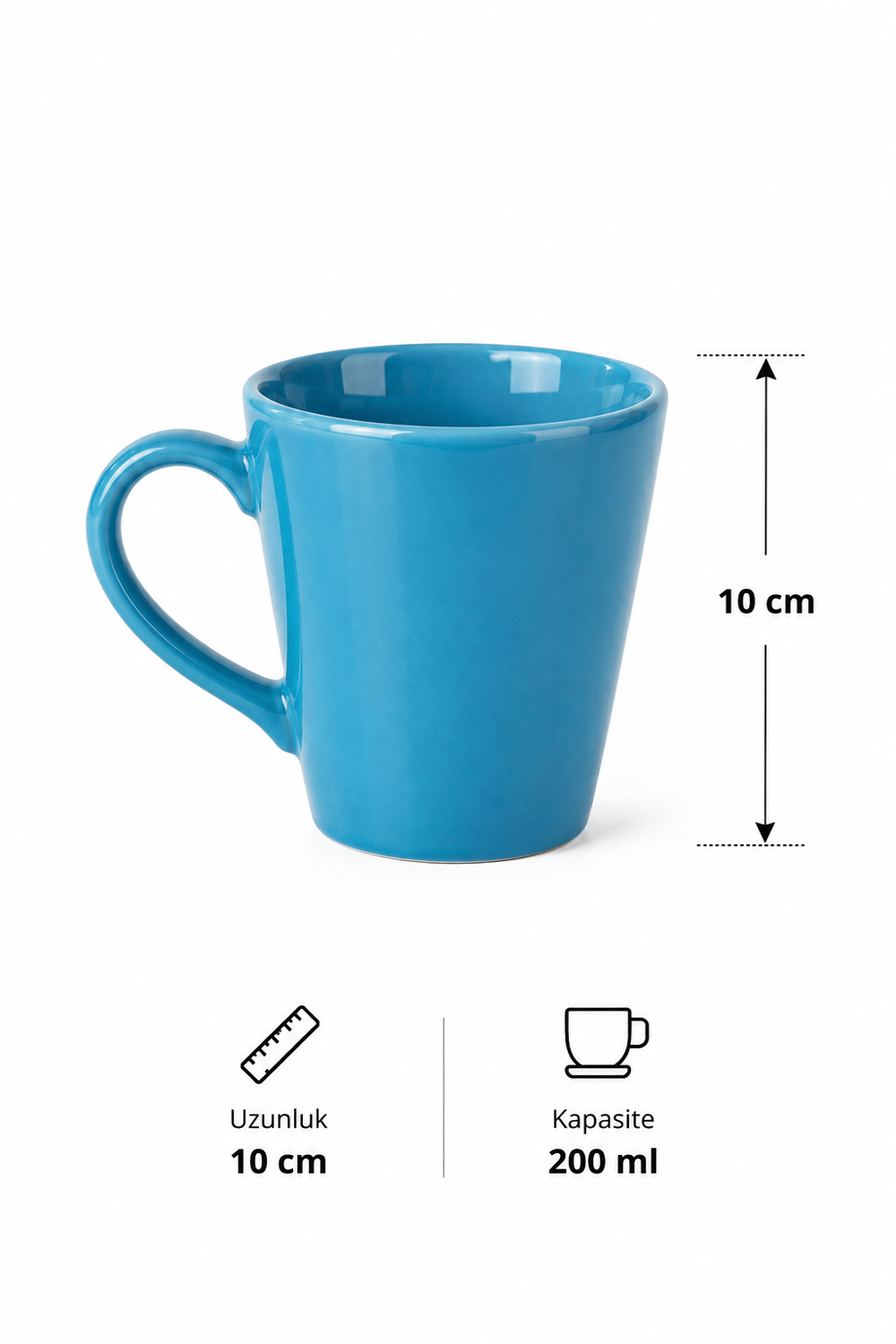 Kulplu Seramik Kupa 200 ML Turkuaz