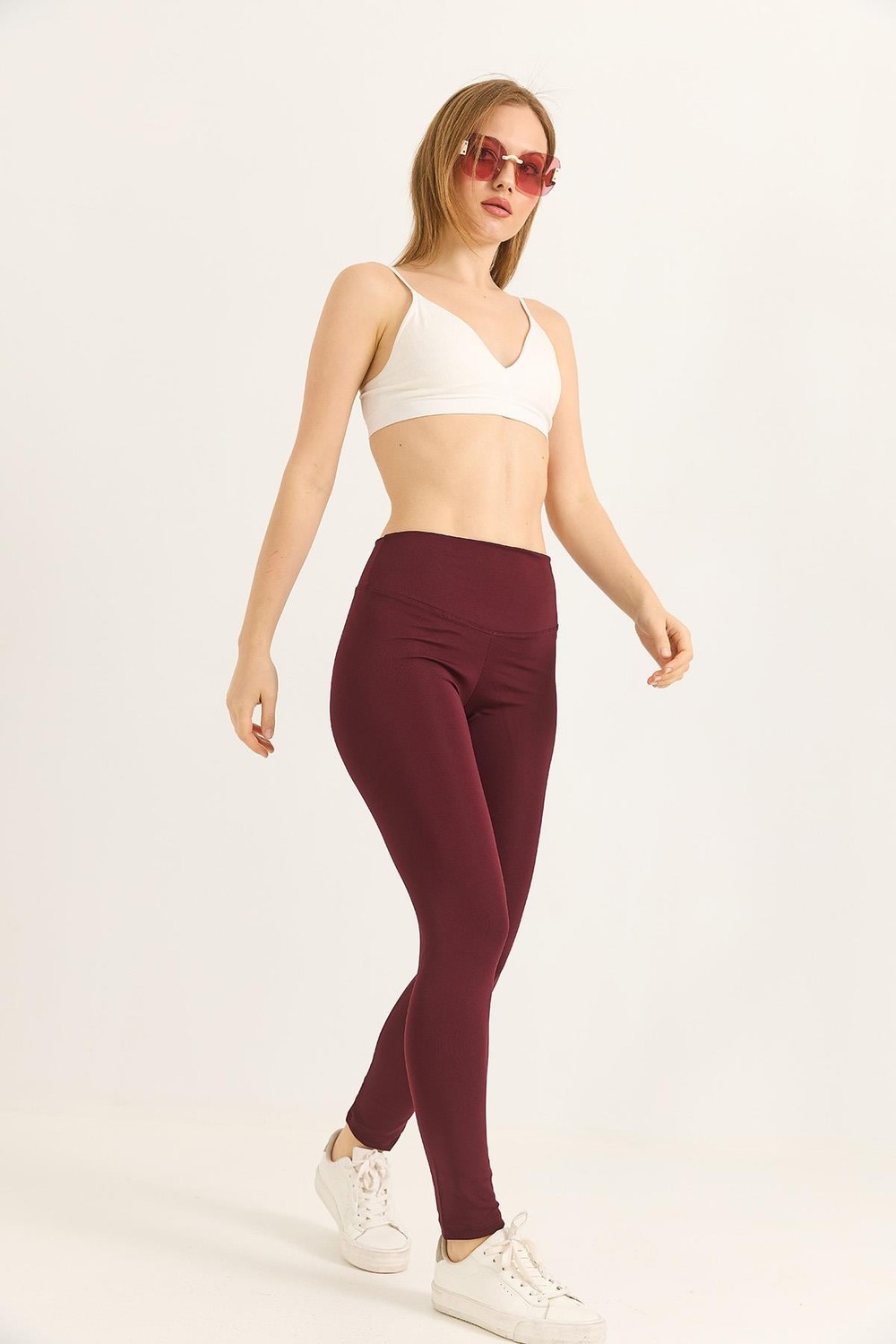 Slim fit yüksek bel toparlayıcı Oysho Tayt Bordo