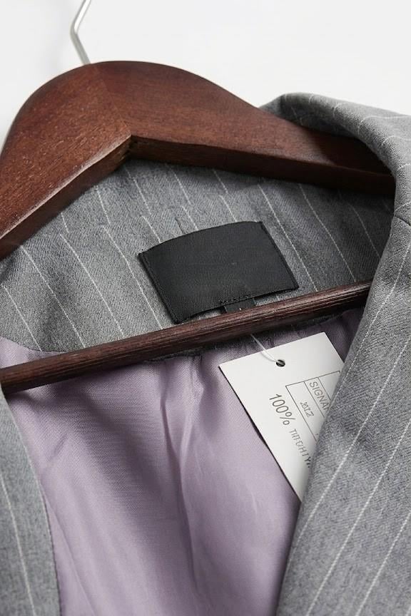 Kadın Çizgi Desen Blazer Ceket Gri