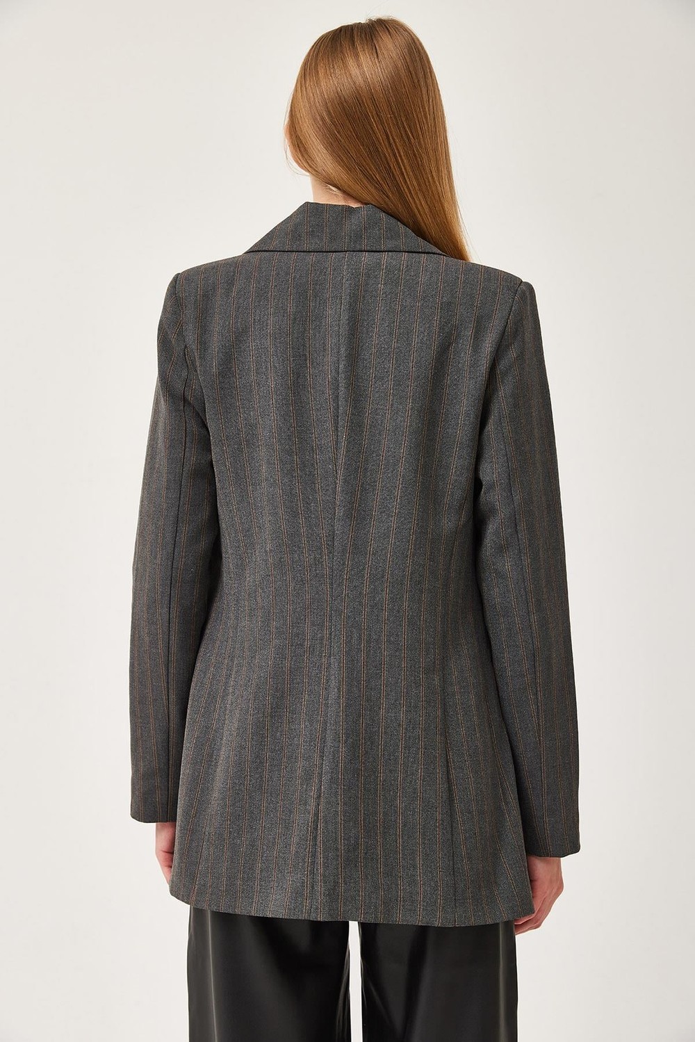 Oversize Kapaklı Cep Blazer Ceket Füme