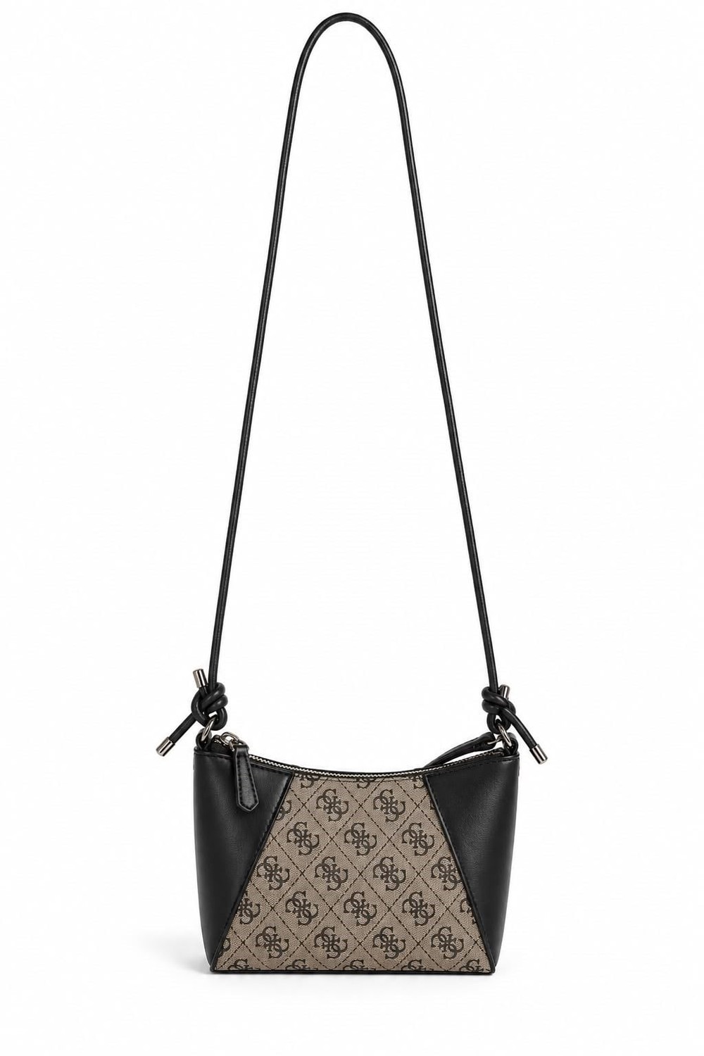Kadın İnce Askılı Monogram Desenli Minimal Çanta Siyah2