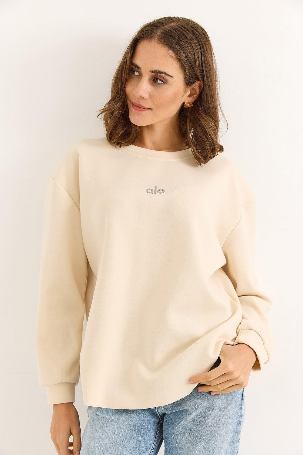 Kadın Modal Kumaş Yazı Baskılı Sweat