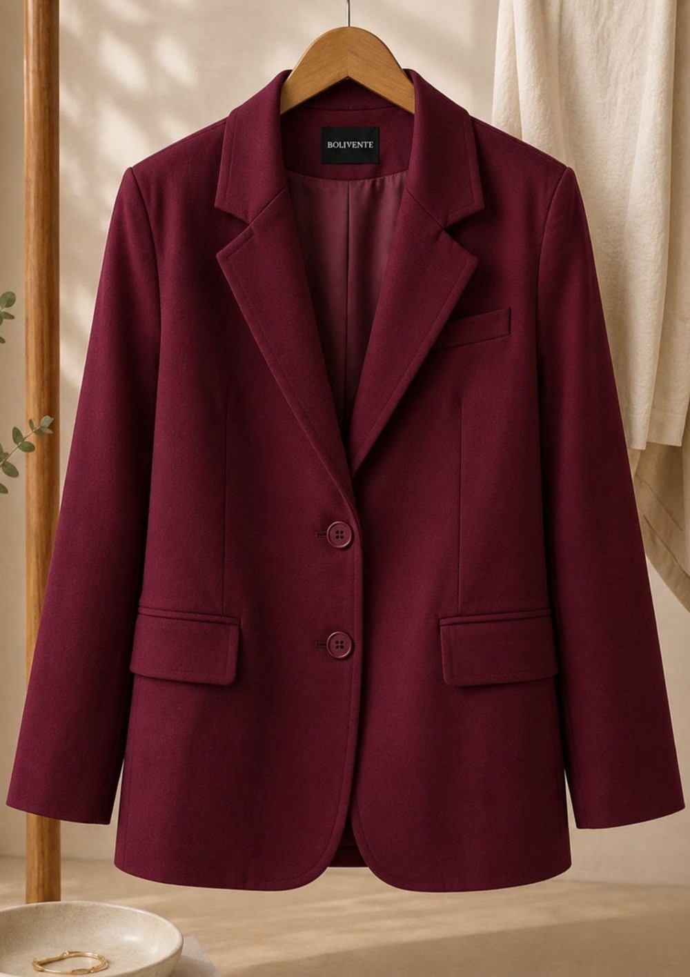 Kadın Oversize Çift Düğmeli Blazer Ceket Bordo