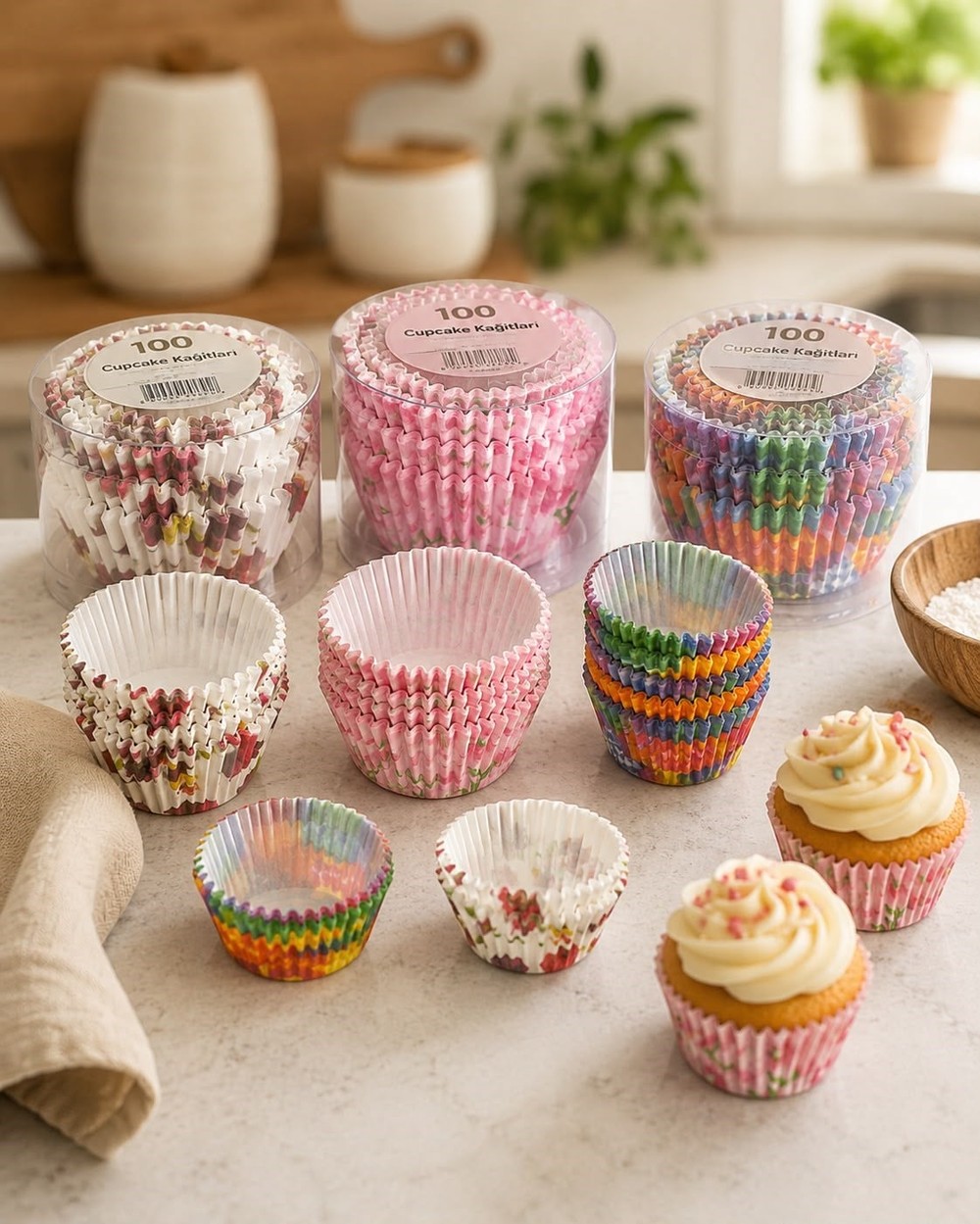 100 lü Kağıt Mini Cup Cake Kalıbı 