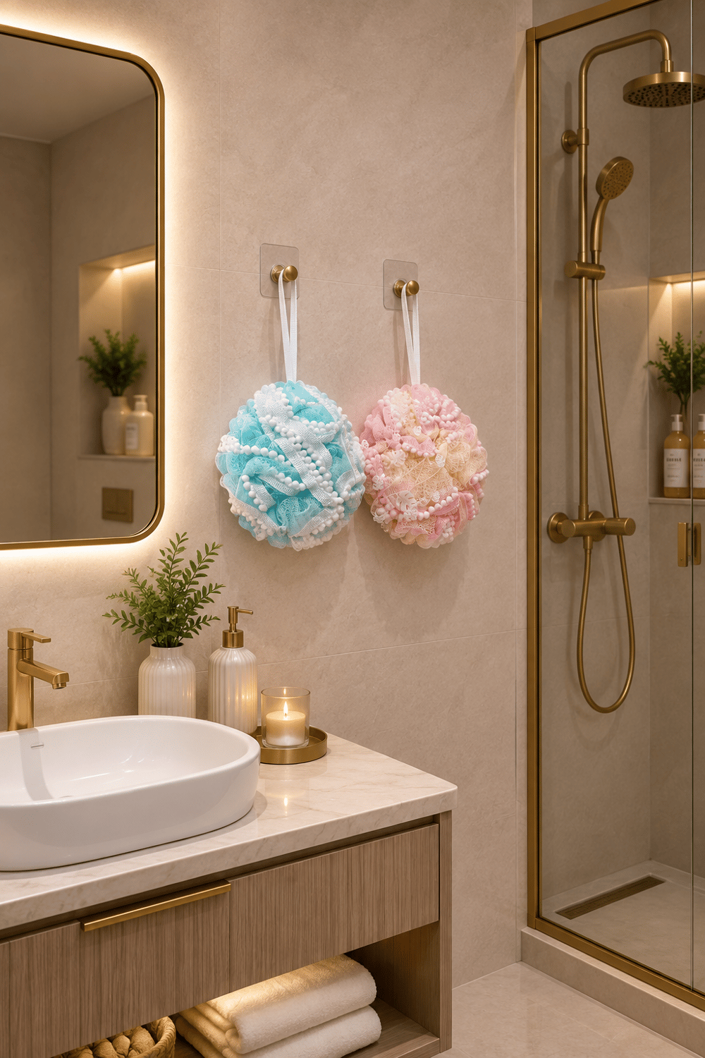 2li Pofuduk Banyo Lifi & Süngeri Pembe Mavi