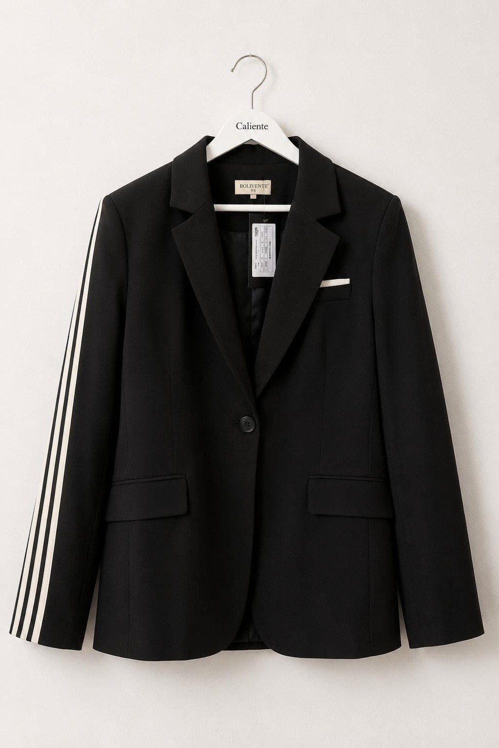 Kadın Kolu Şeritli Oversize Blazer Ceket Siyah