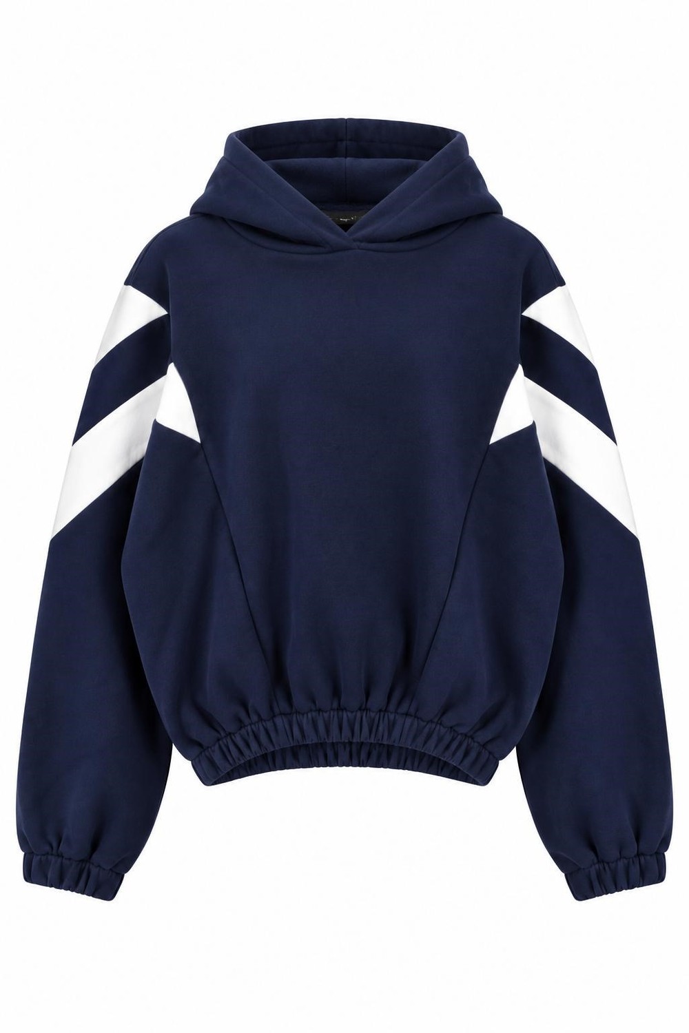 Kadın Beli Lastikli Şerit Detaylı Kapüşonlu Sweat Lacivert