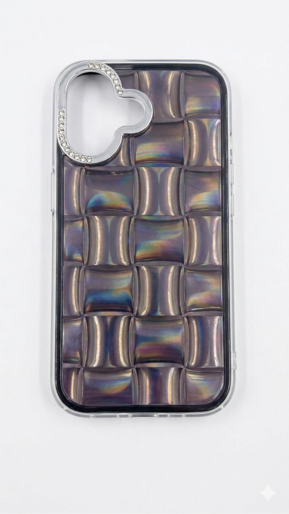 iPhone 17 Uyumlu 3D Kare Desenli Parlak Kılıf Antrasit