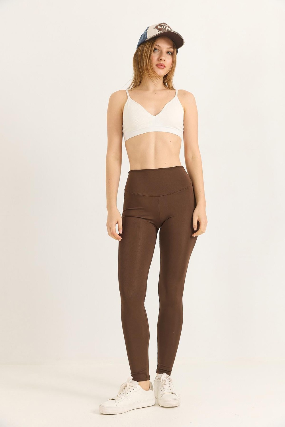 Slim fit yüksek bel toparlayıcı Oysho Tayt Kahverengi