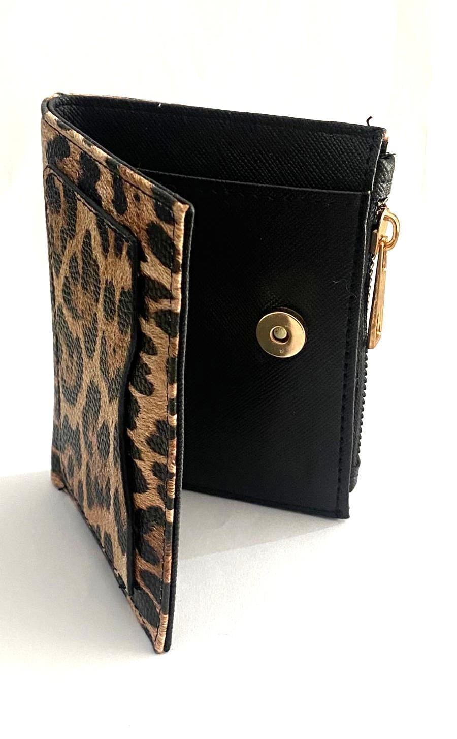 Leopar Desen Fermuarlı Kartlık Cüzdan