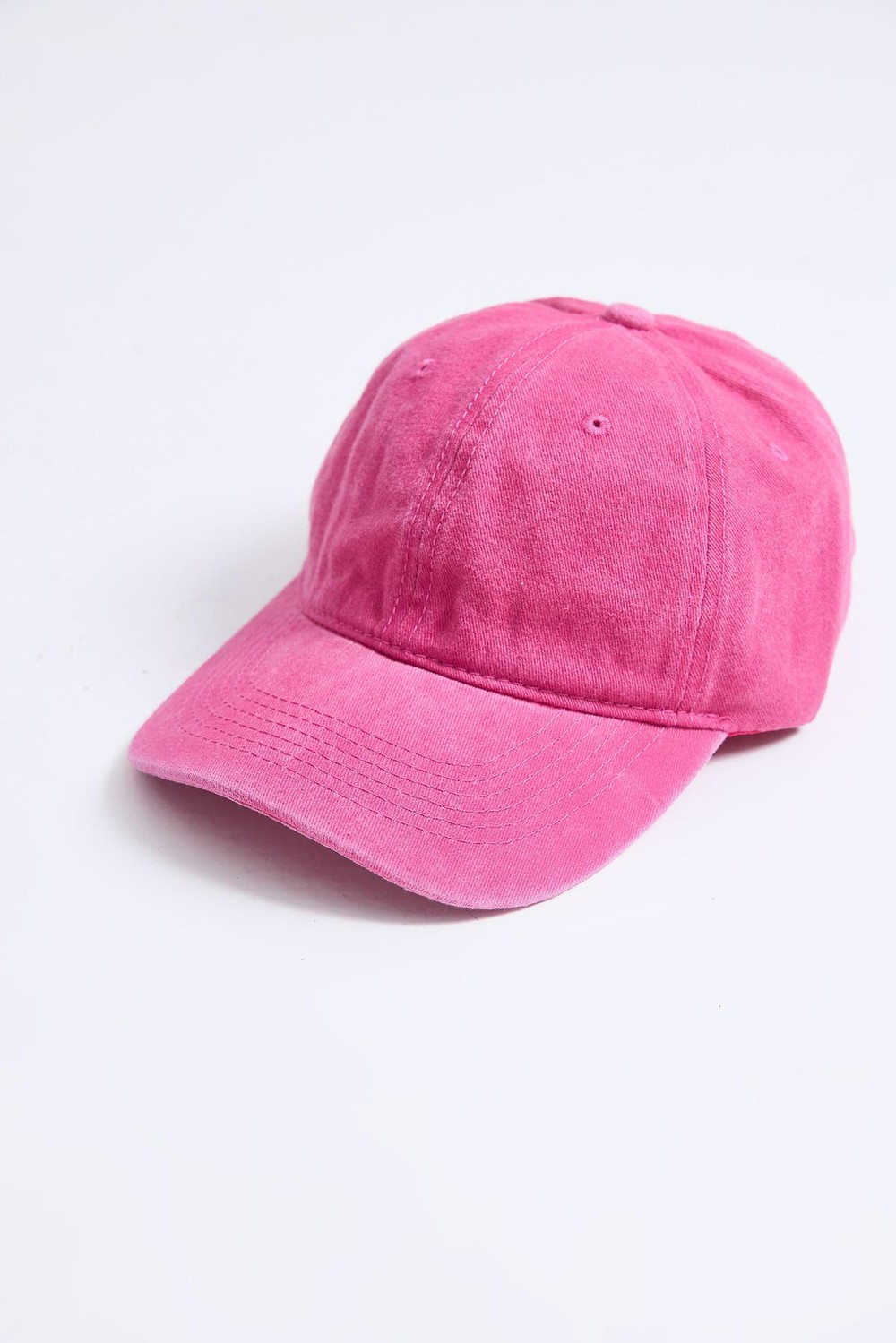 Eskitme Model Yıkamalı Düz Şapka Pembe