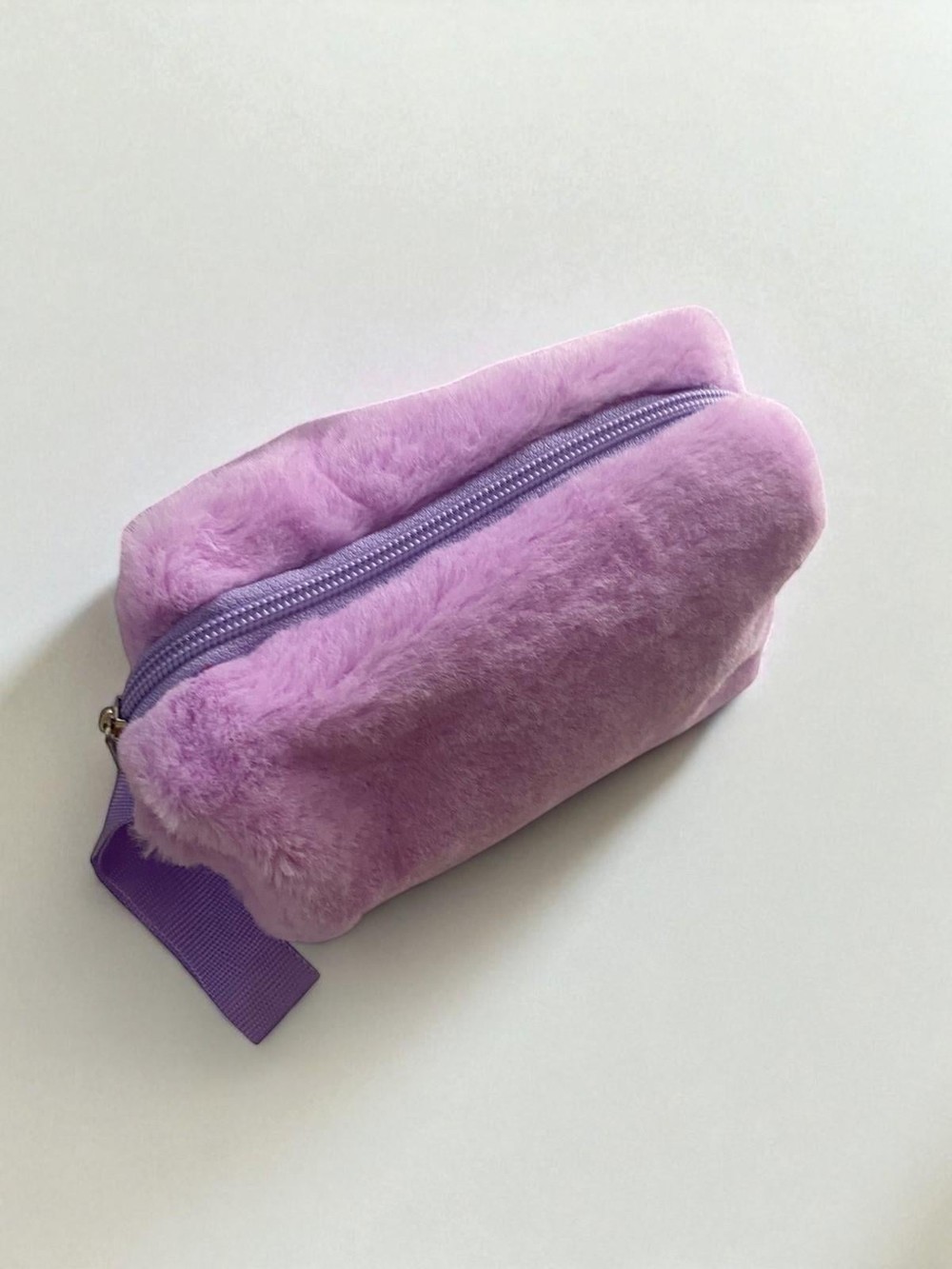 Kadın Peluş Makyaj Çantası Lila 