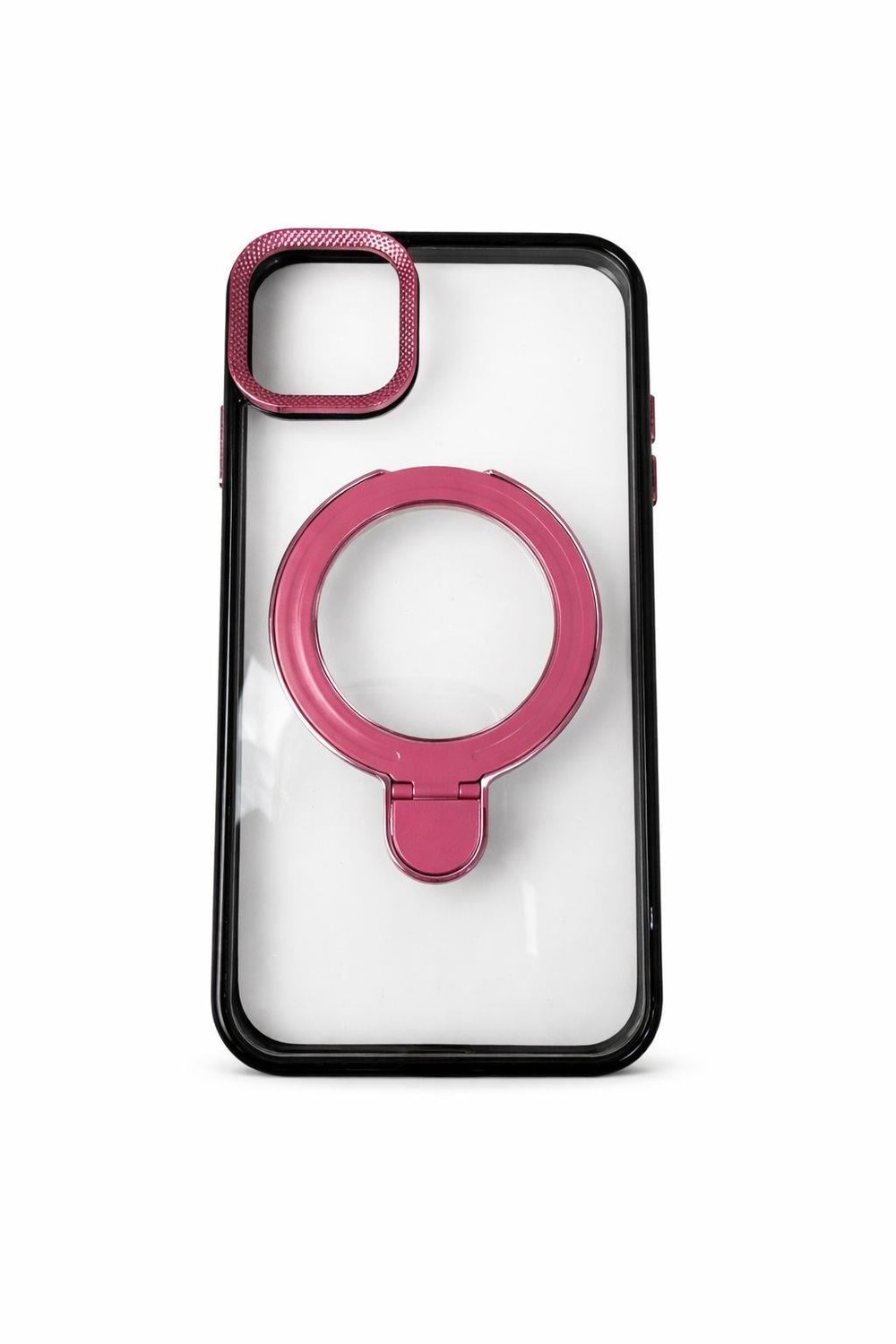 İphone 14 Pro Max Uyumlu Magsafe Dönebilen Halkalı Kılıf Lens Korumalı Pembe