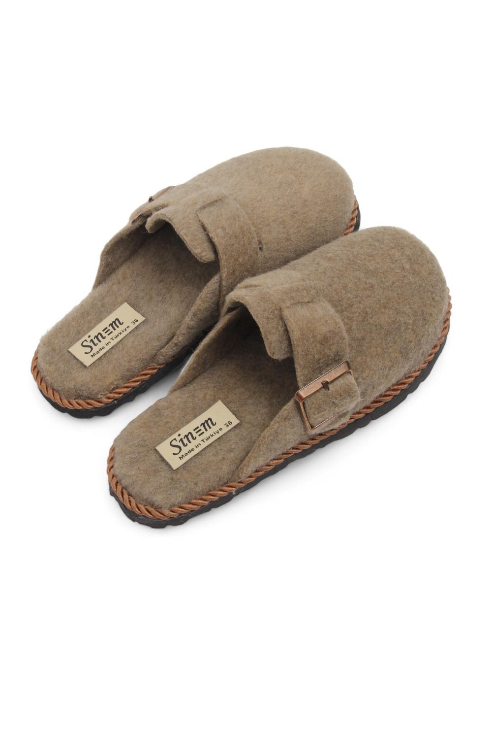 Kadın Önü Kapalı Tokalı Keçe Vizon Ev Terliği