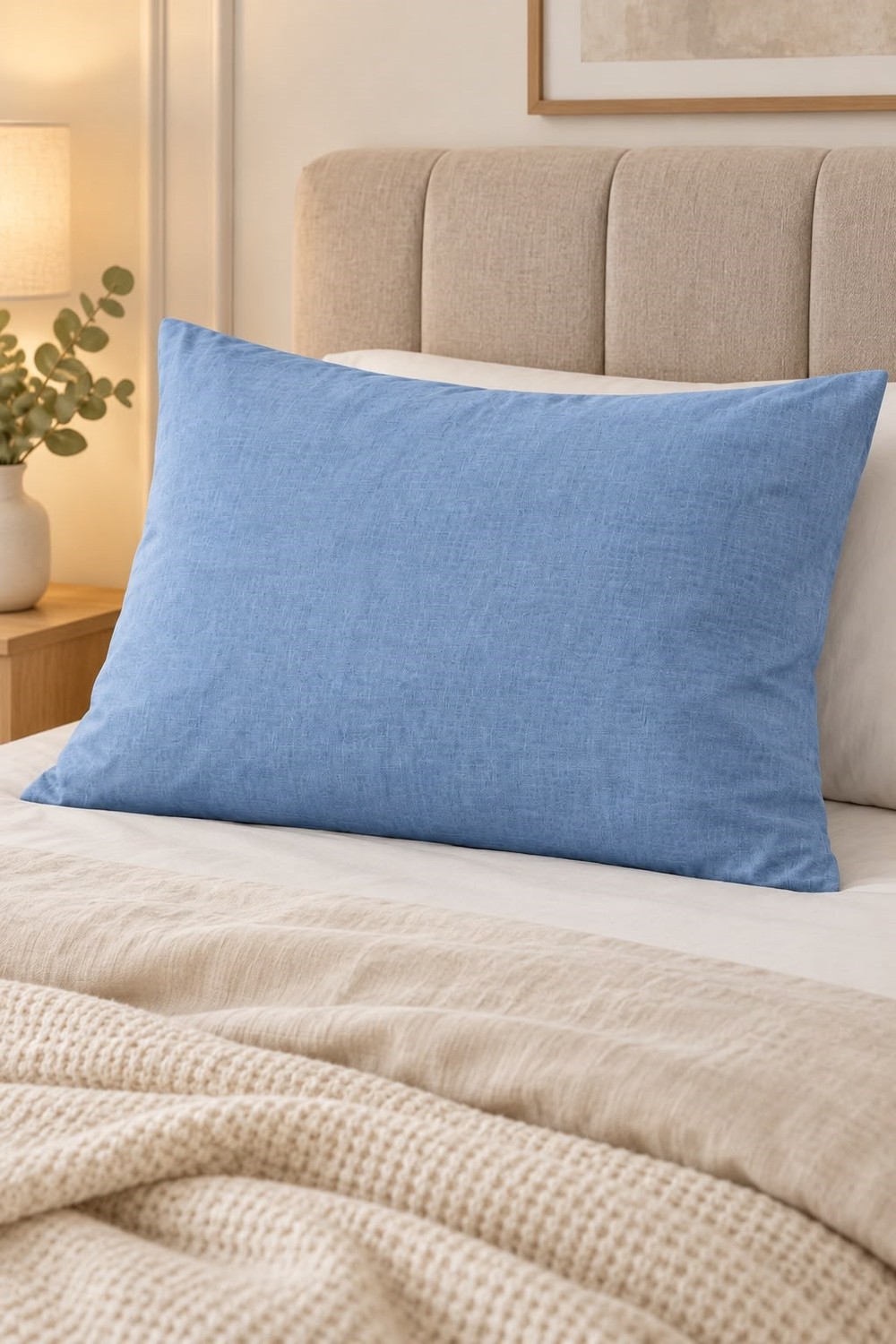 Pollycotton Yastık Kılıfı Mavi