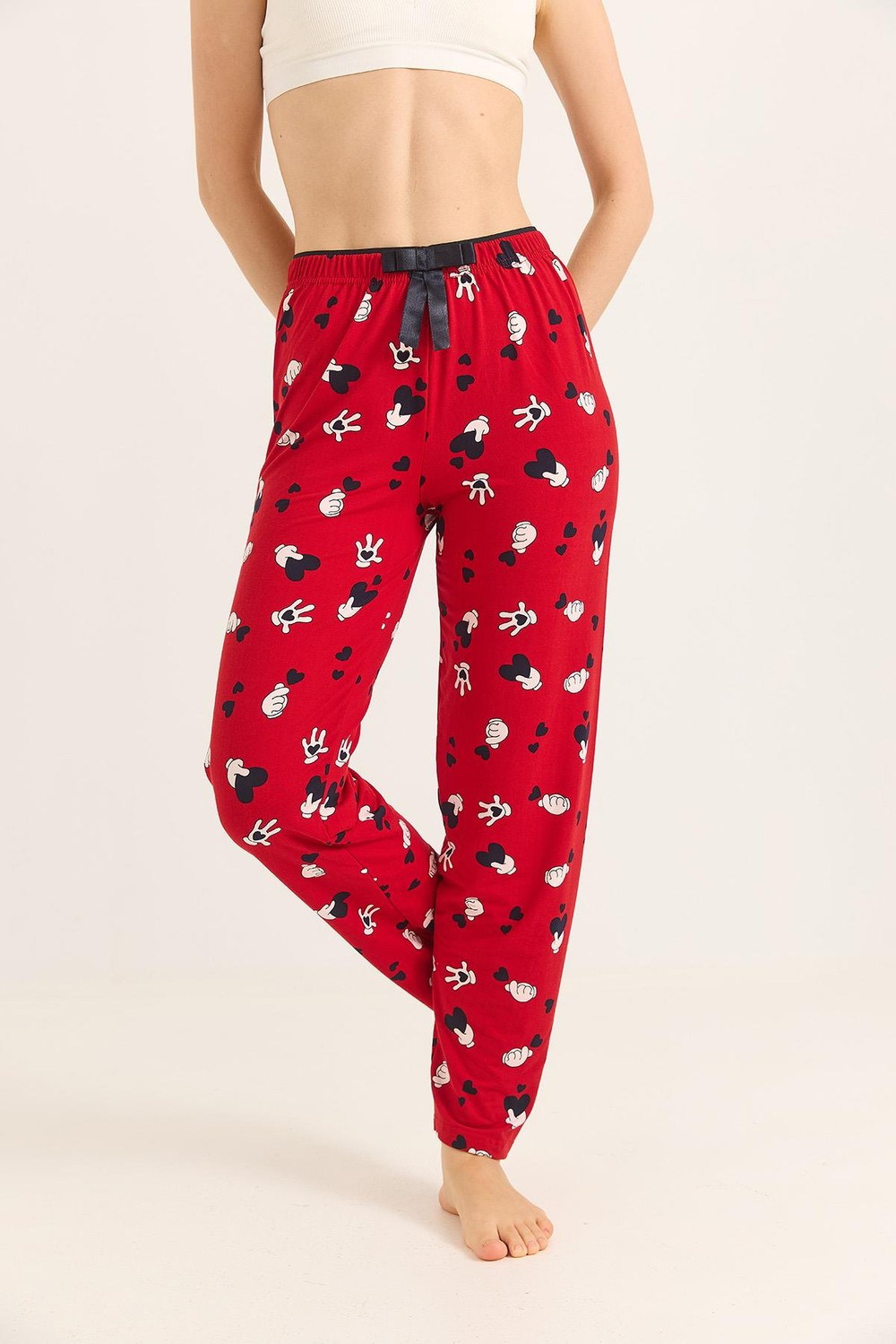 Beli Lastikli Kadın Pijama Altı Kırmızı