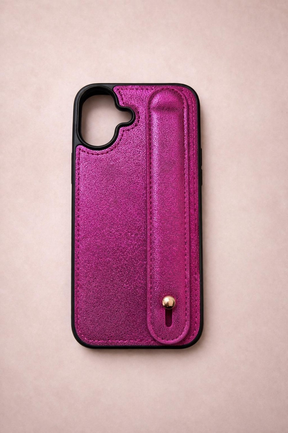 İphone 16 Uyumlu Charmlı ve Harfli Deri Kılıf Pembe