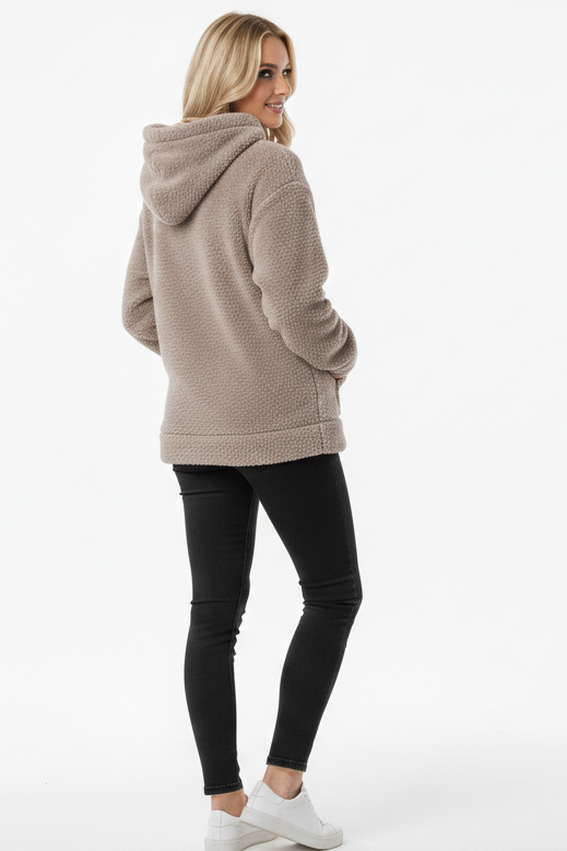 Kadın Kapüşonlu Welsoft Uzun Kollu Füme Sweatshirt