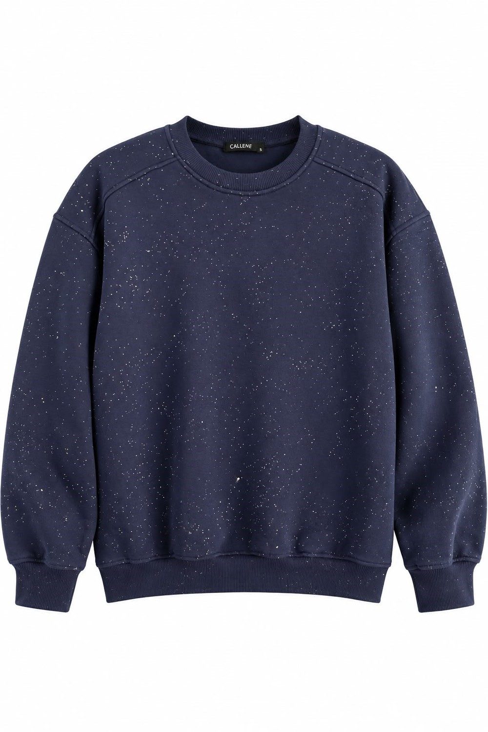 Kadın Bisiklet Yaka Işıltılı 3 iplik Sweatshirt Lacivert