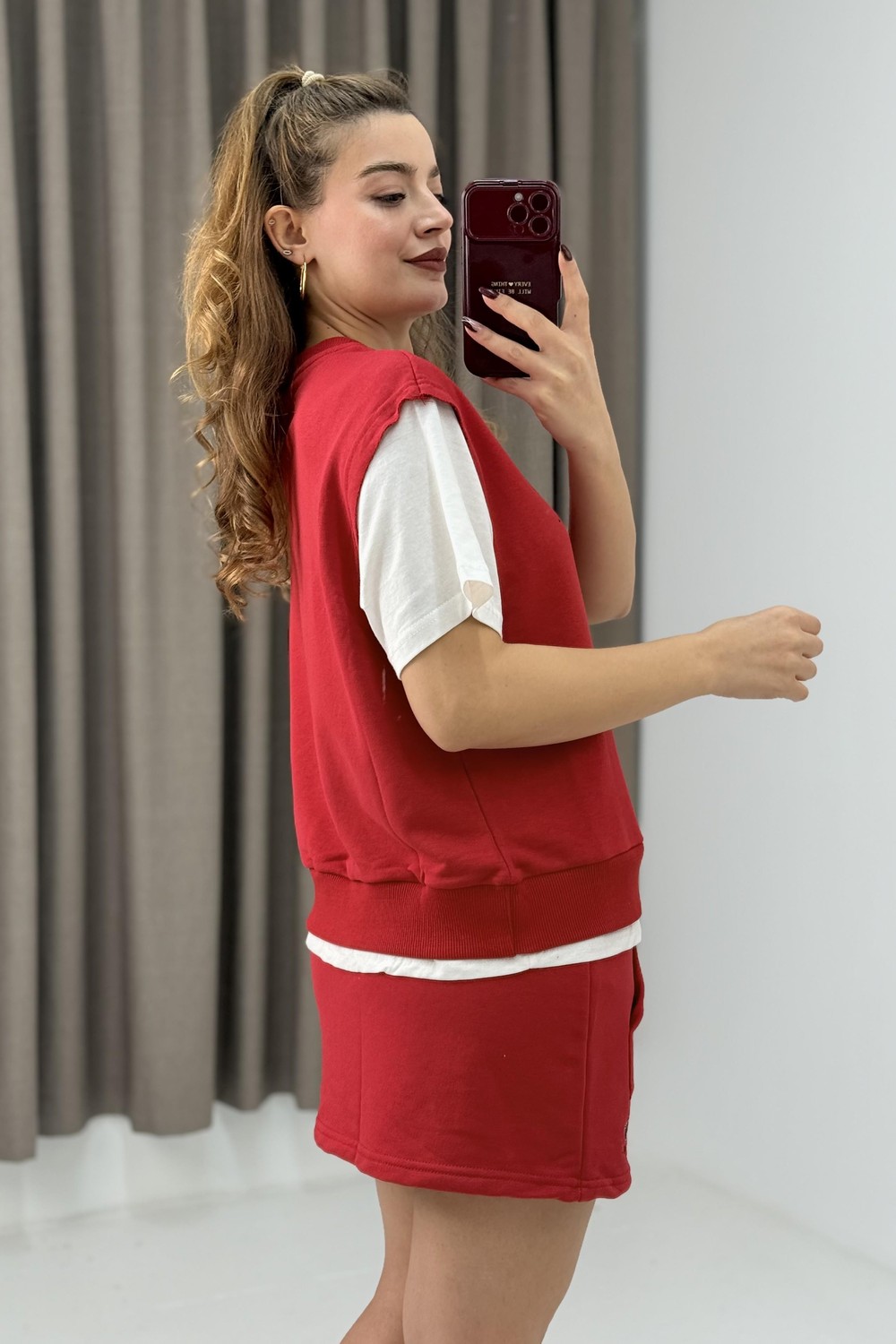 Şort Etek  İkili Spor Takım Kırmızı