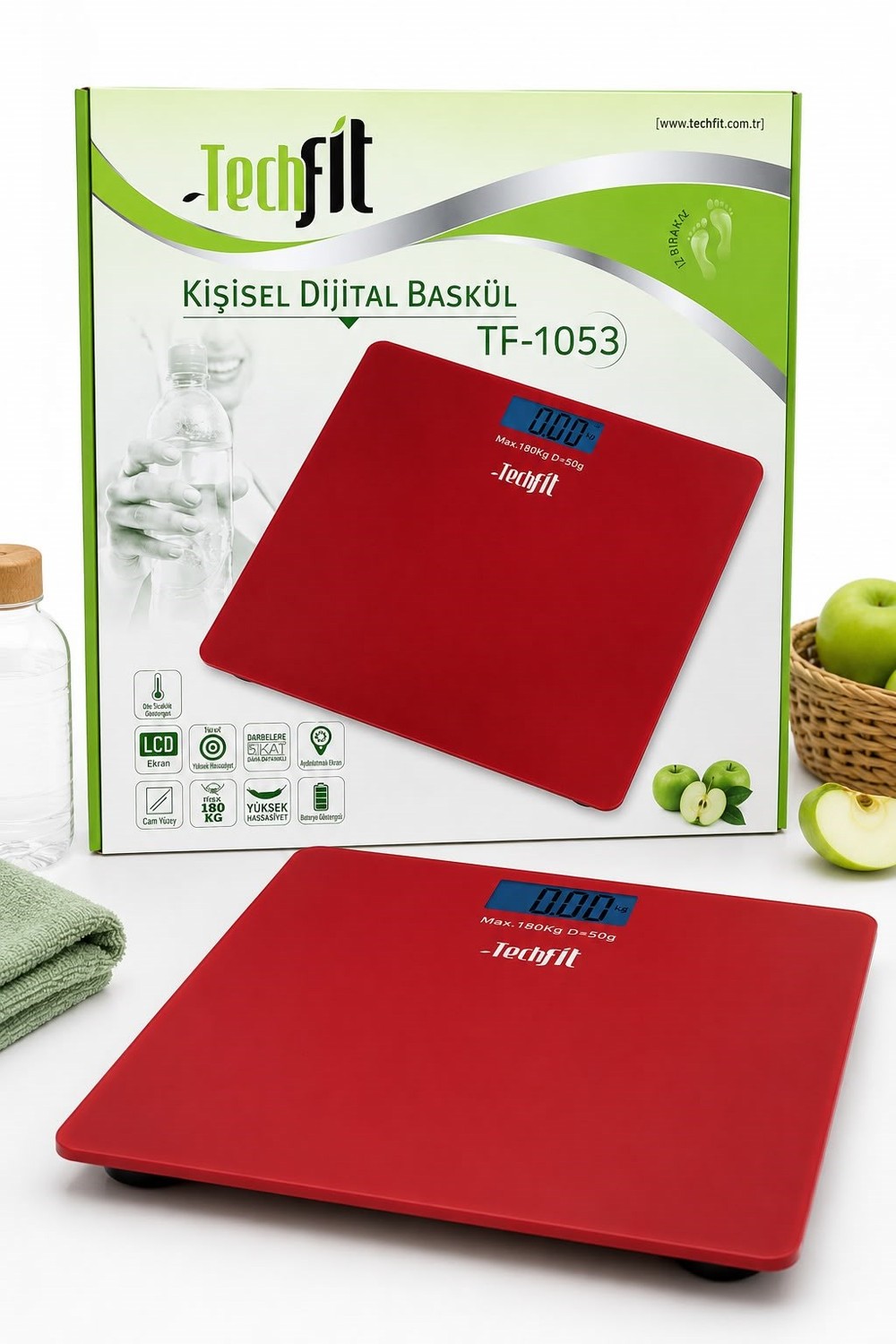 Vücut Analizli Baskül Kırmızı