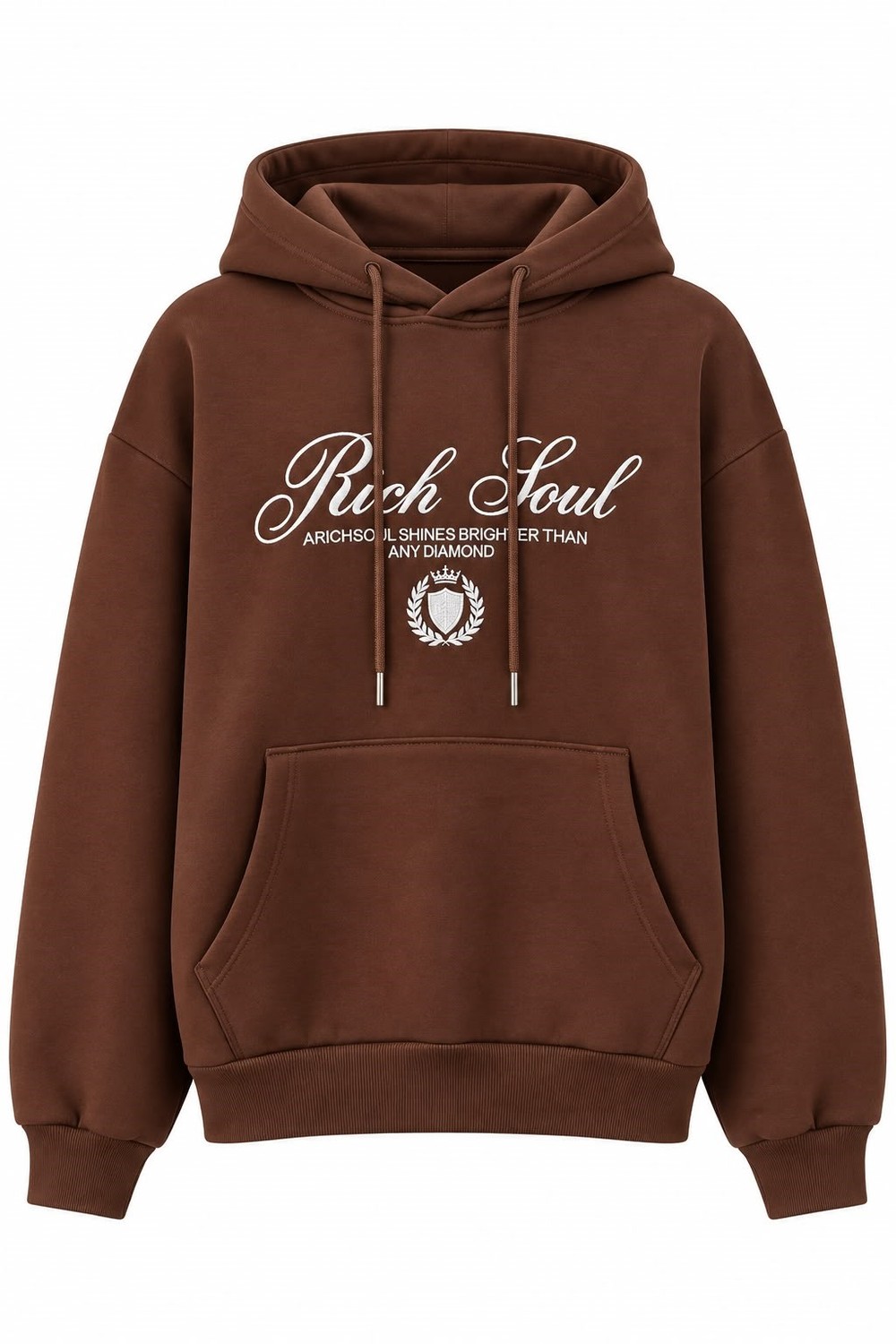 Kadın Baskılı Oversize Kapüşonlu Cep Detay Sweatshirt Kahverengi