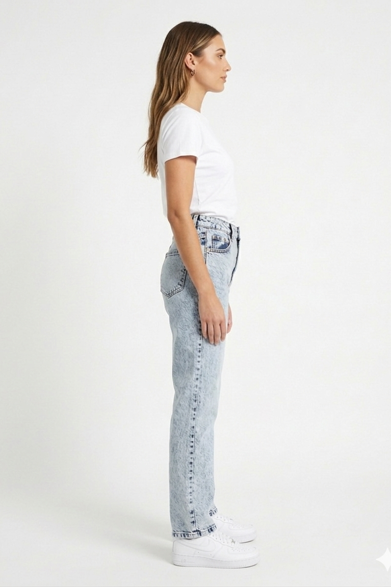 Kadın Yüksek Bel Regular Kesim Jean Pantolon Mavi