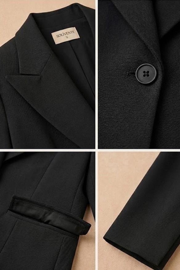 Kadın Blazer Ceket Uzun Astarlı ve Vatkalı Siyah