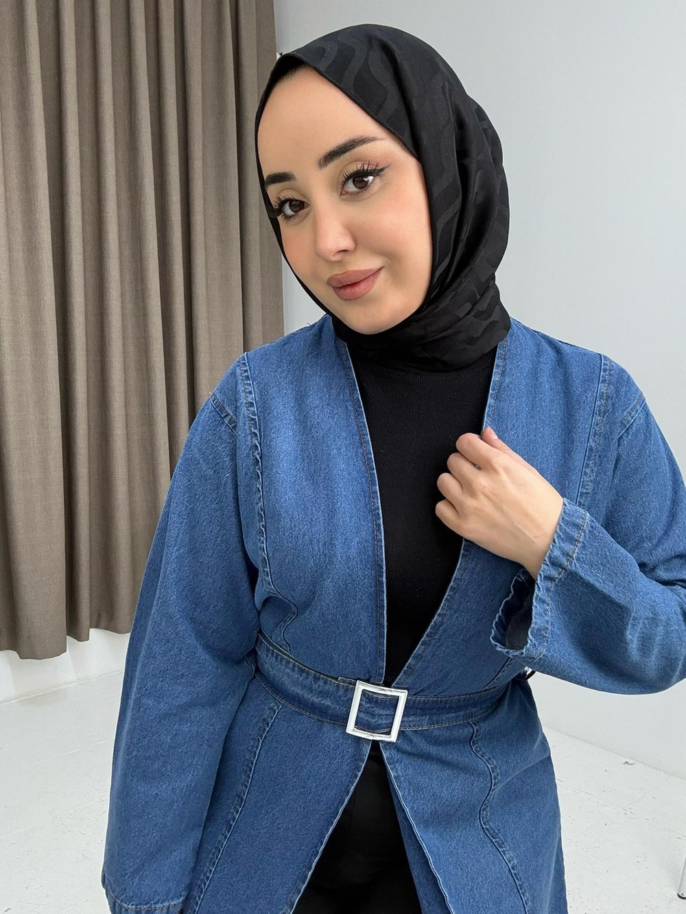 Kadın Kuşaklı Jena Kimono Mavi