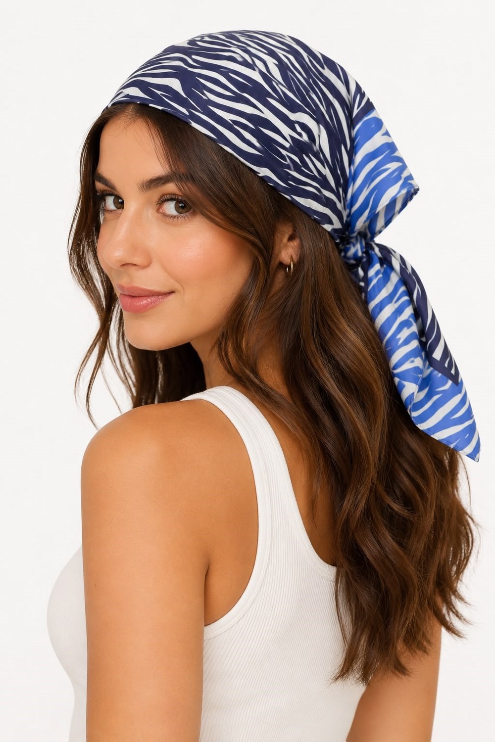 Zebra Desen 45X45 Ölçülü Fular Lacivert