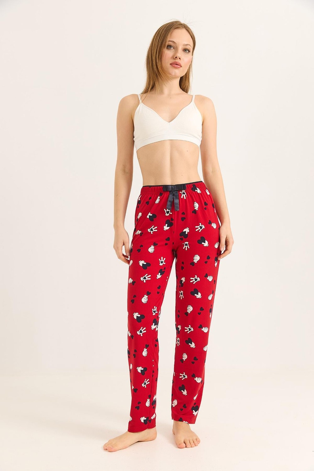 Beli Lastikli Kadın Pijama Altı Kırmızı